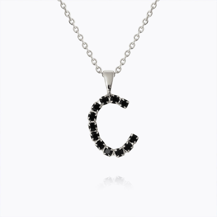 Caroline Svedbom - Mini Letter Black Necklace Letter C Rhodium