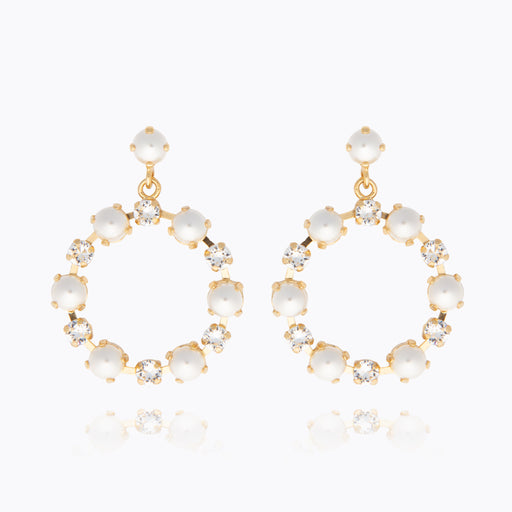 Caroline Svedbom - Eternity Pearl Earrings Pearl Crystal Gold