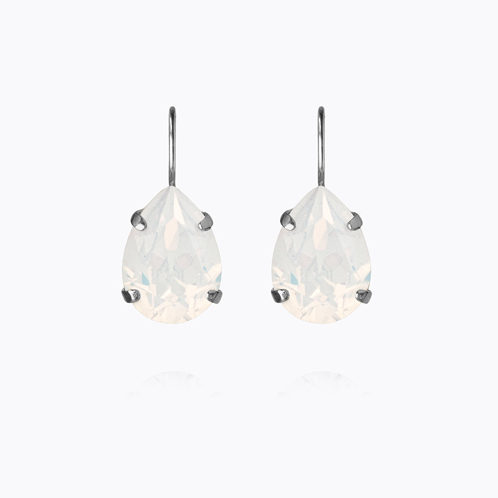 Mini Drop Clasp Earrings / White Opal