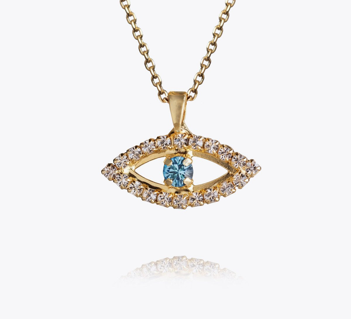 Greek Eye Necklace / Crystal + Aquamarine