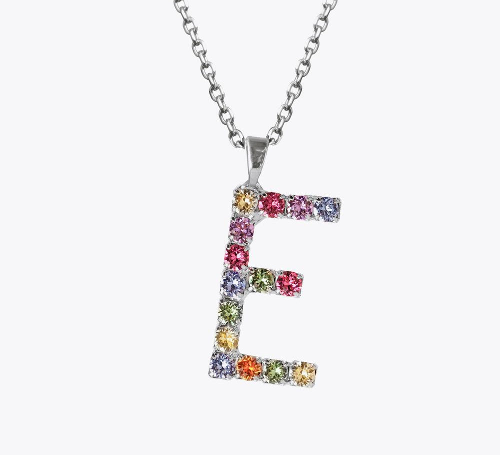 Letter Necklace E / Rainbow Combo