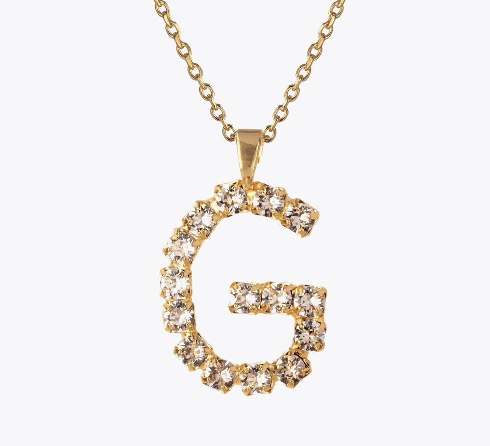 Caroline Svedbom - Letter Necklace Crystal Gold 70 Letter G Cm