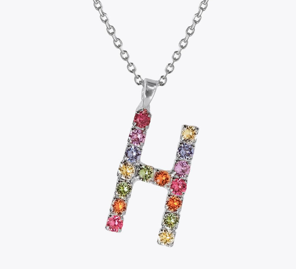 Letter Necklace H / Rainbow Combo