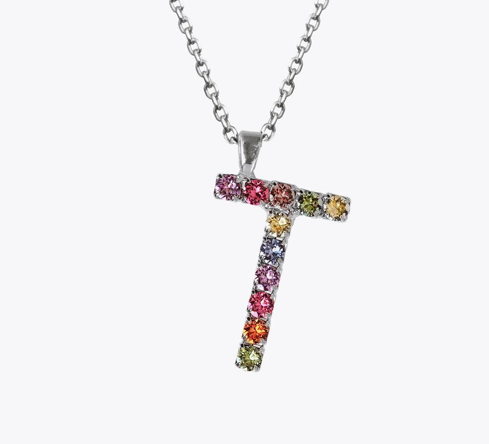 Letter Necklace T / Rainbow Combo