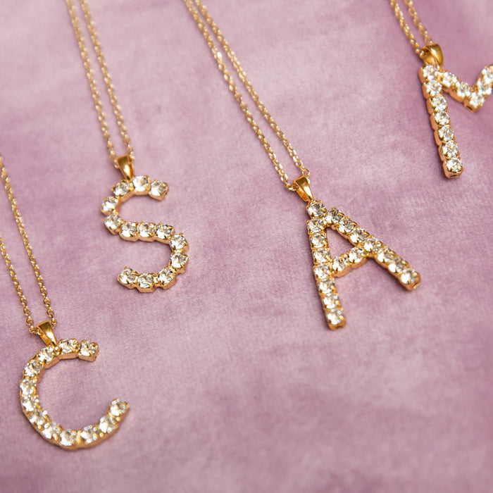 Letter Necklace A / Crystal